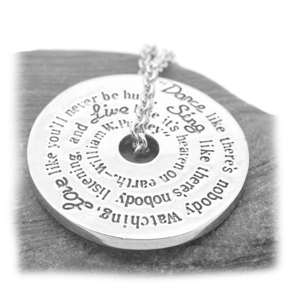 Quote jewellery: Silver Live Love Sing Dance quote Pendant