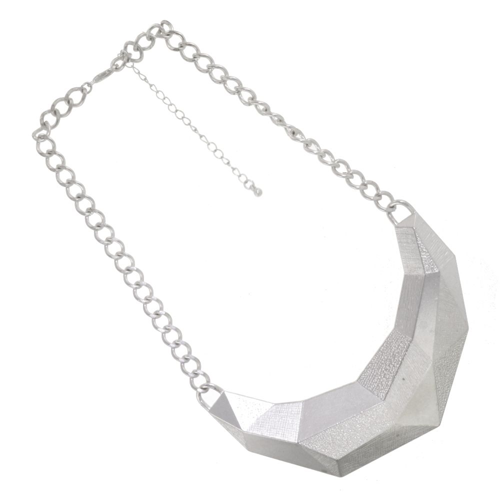 SALE: Scratched silver collar Necklace (S340)
