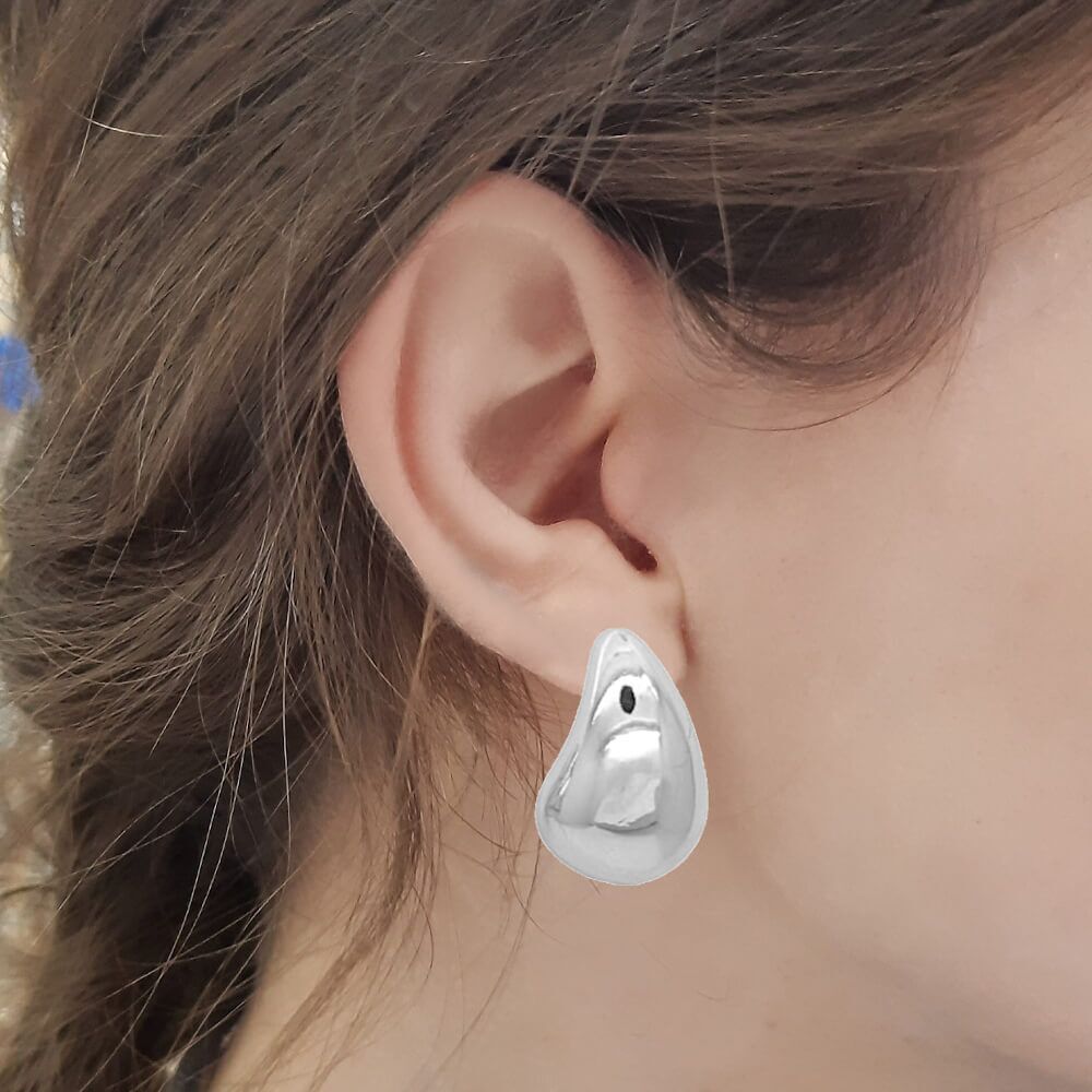 Statement Gold Tone Coiled Droplet Stud Earrings