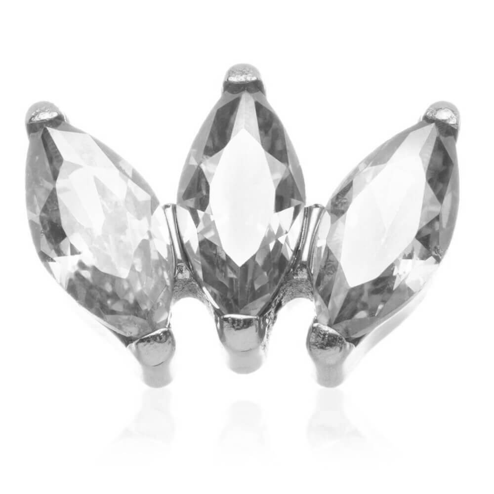 Clear Crystal Triple Marquise Fan On Internally Threaded Labret (1.2mm x 5/6/7/8/9/10mm) (C25)A)