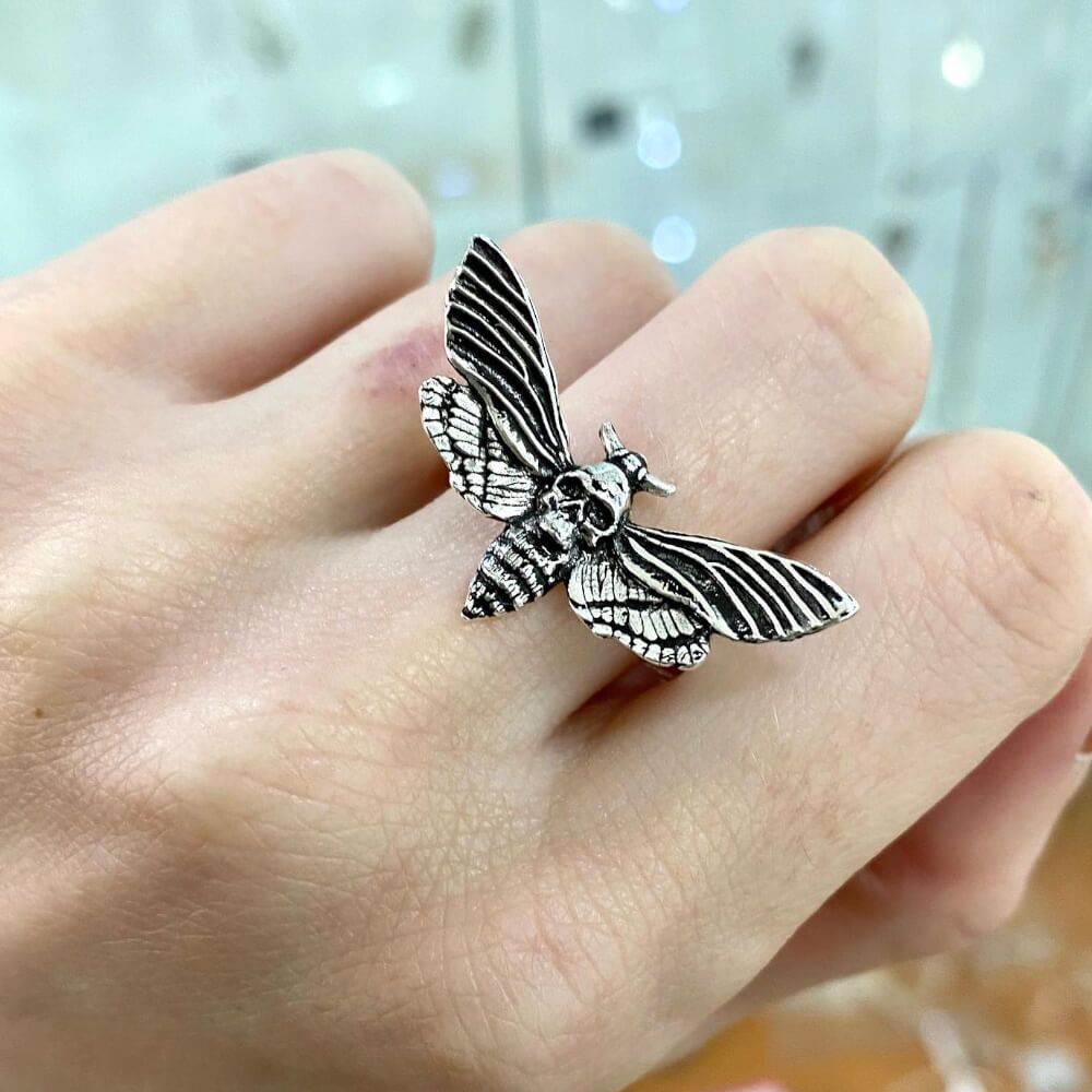 Realistic Deaths Head Moth Statement Ring with amazing Oxidised surface Details (SR235)