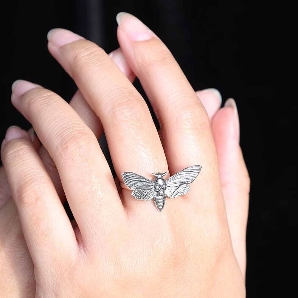 Realistic Deaths Head Moth Statement Ring with amazing Oxidised surface Details (SR235)