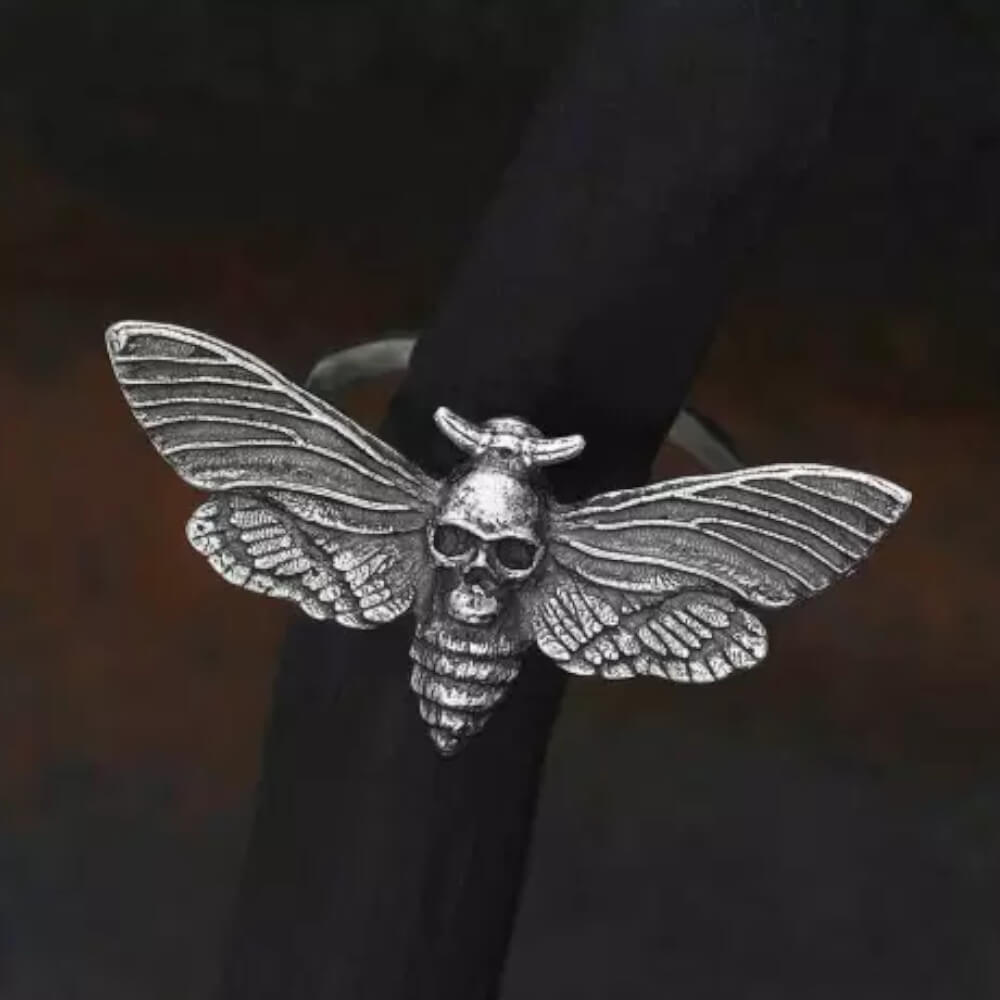 Realistic Deaths Head Moth Statement Ring with amazing Oxidised surface Details (SR235)