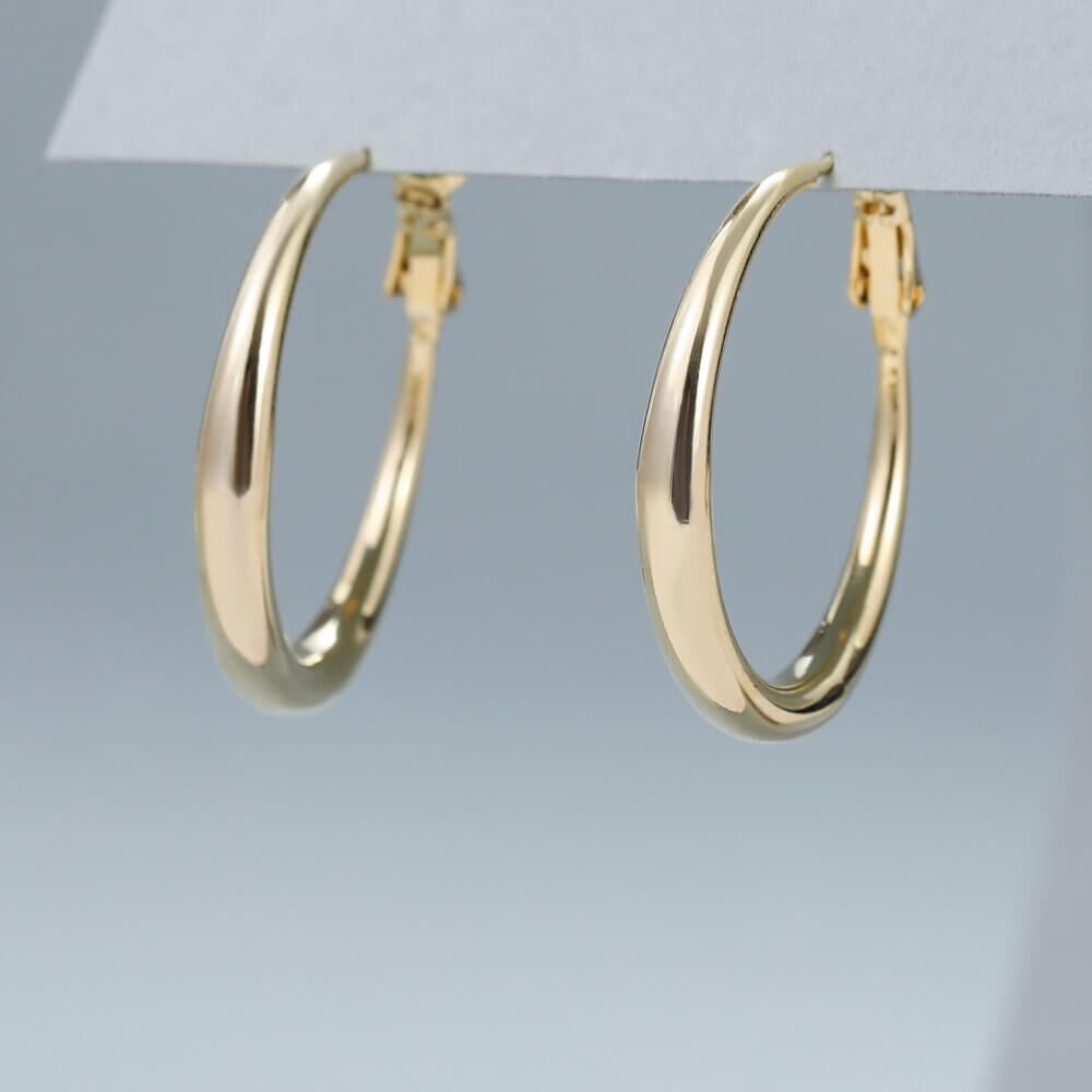 Classic 3cm Plain Gold Tone Hooped Earrings with Lever Backs