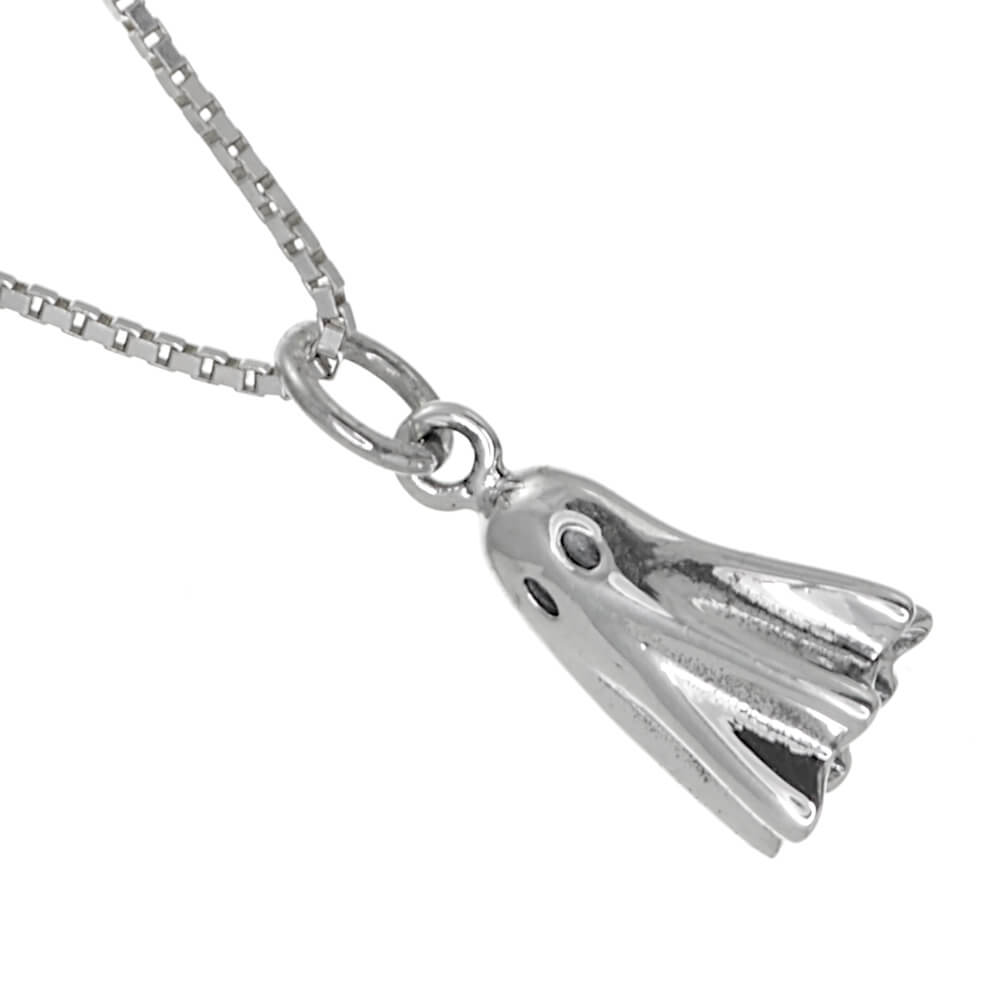 Adorable 3D Sterling Silver Spooky Ghost Pendant (8mm x 17mm) (N304)