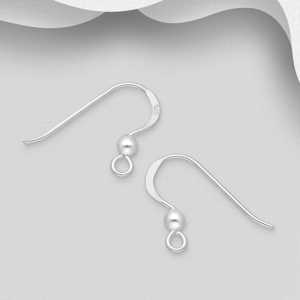 Sterling Silver Findings: FIVE Pairs of Sterling Silver Ear Hooks For Jewellery Making (E113)