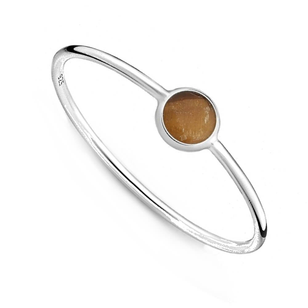 Dainty Sterling Silver Ring with Small Tiger's Eye Stone (SR)