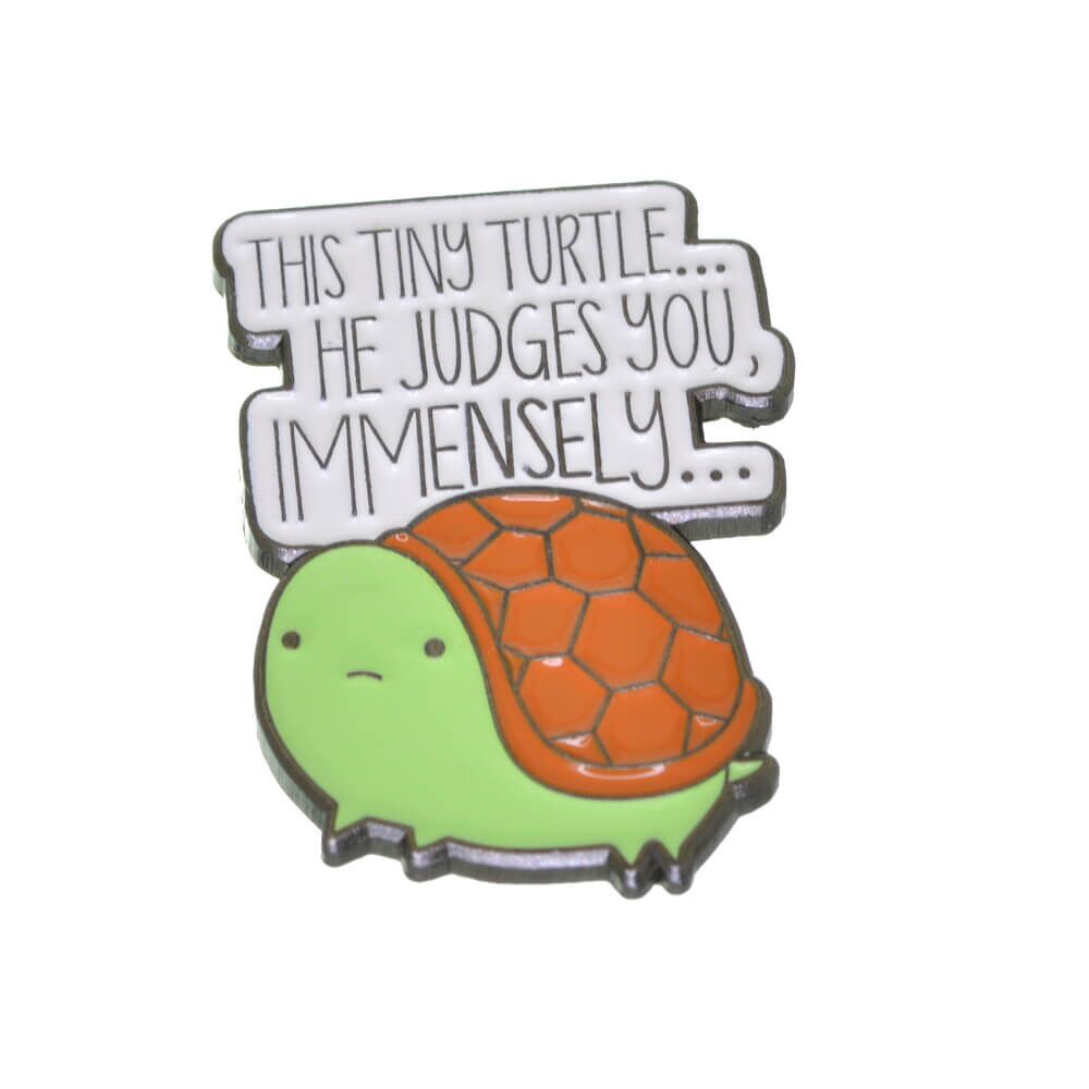 Cute Judgmental Tiny Turtle Pin Brooch (3.2cm x 2.1cm) (M695)