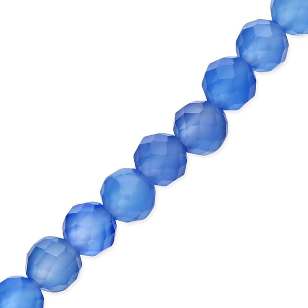 Blue Agate Necklace with Asymmetric Gold-Plated Sterling Silver Beaded Design