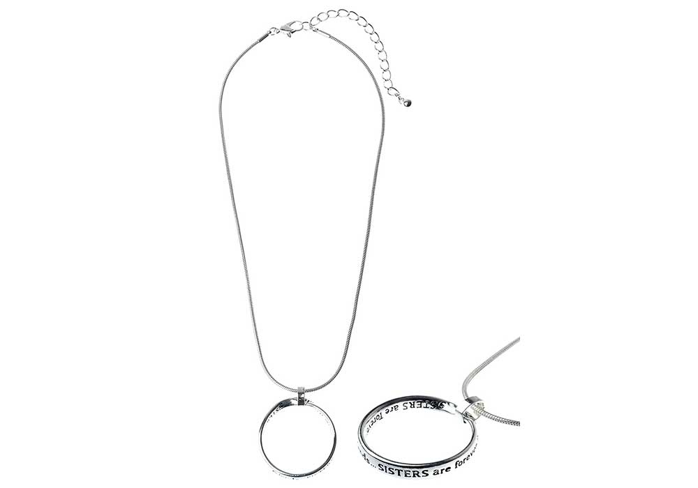 Sisters Quote Necklace: "Sisters Are Forever Friends"