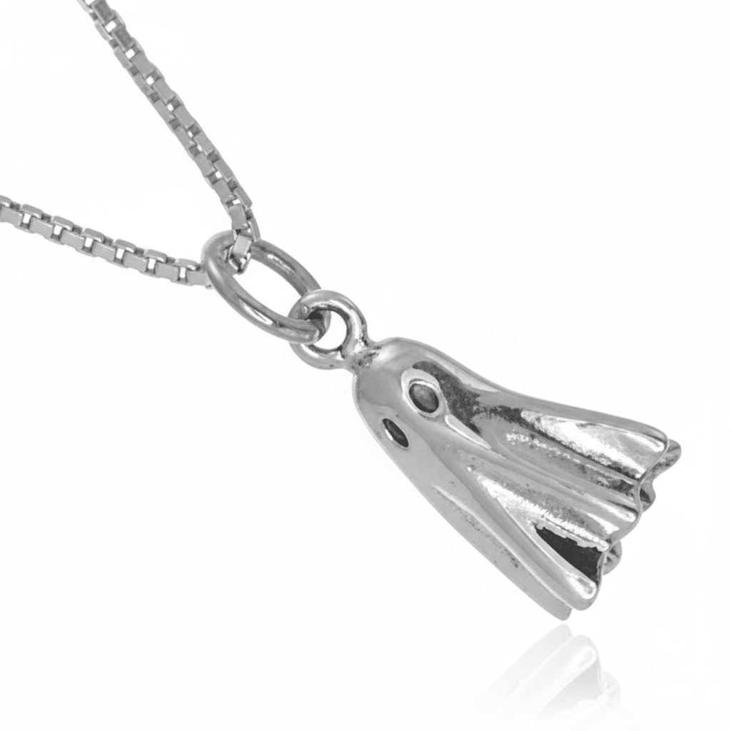 Adorable 3D Sterling Silver Spooky Ghost Pendant (8mm x 17mm) (N304)