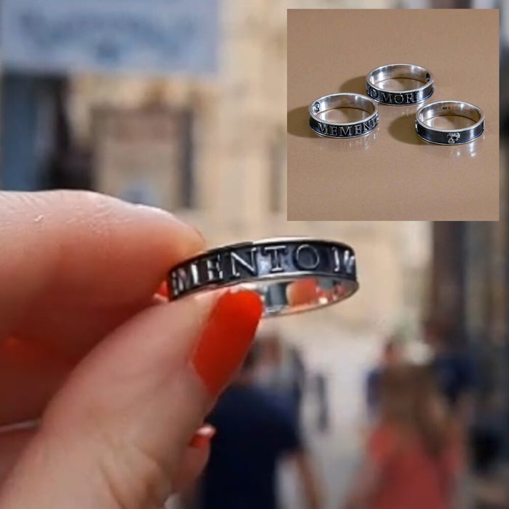 Oxidised Sterling Silver Memento Mori Gothic Ring with Skull (SR334)