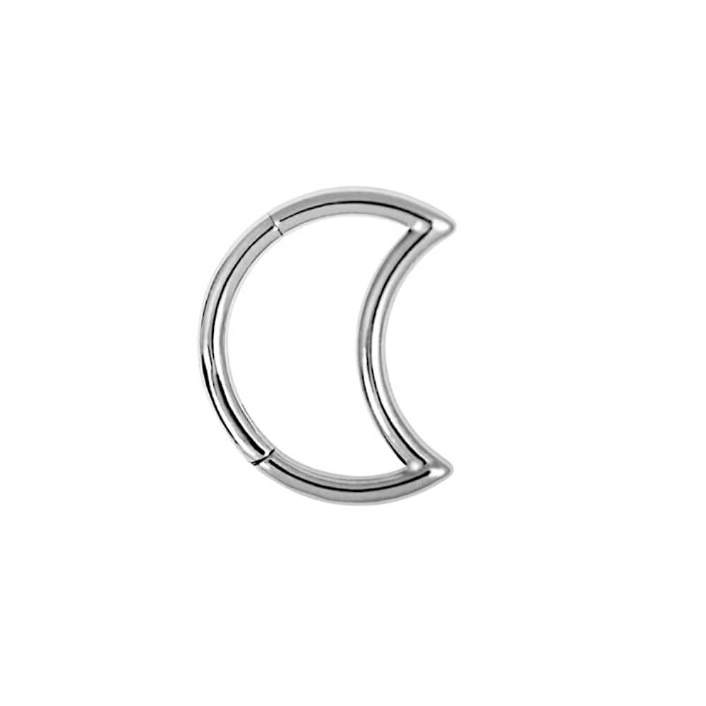 Titanium Crescent Moon Hinged Daith Ring