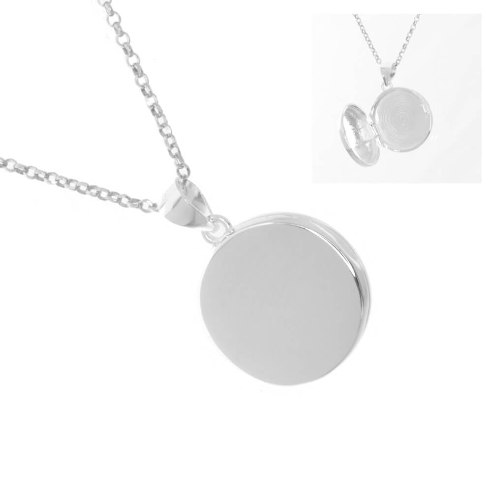 Sterling Silver 17mm Floral Design Round Locket (N12)
