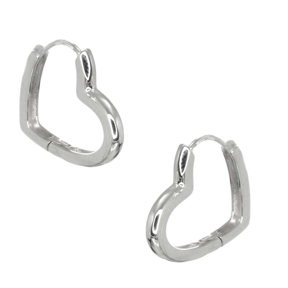 Small Silver Tone Heart Heart Shaped Hoop Earrings