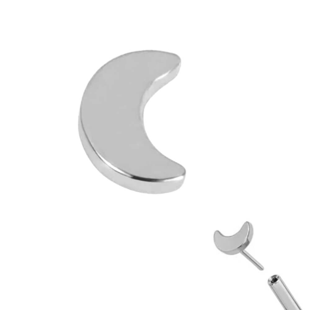Titanium Threadless Labret with Crescent Moon Bend-Fit Attachment