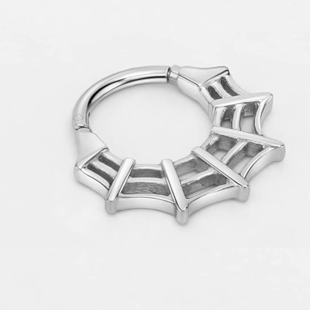 Titanium Spiderweb Hinged Clicker Ring