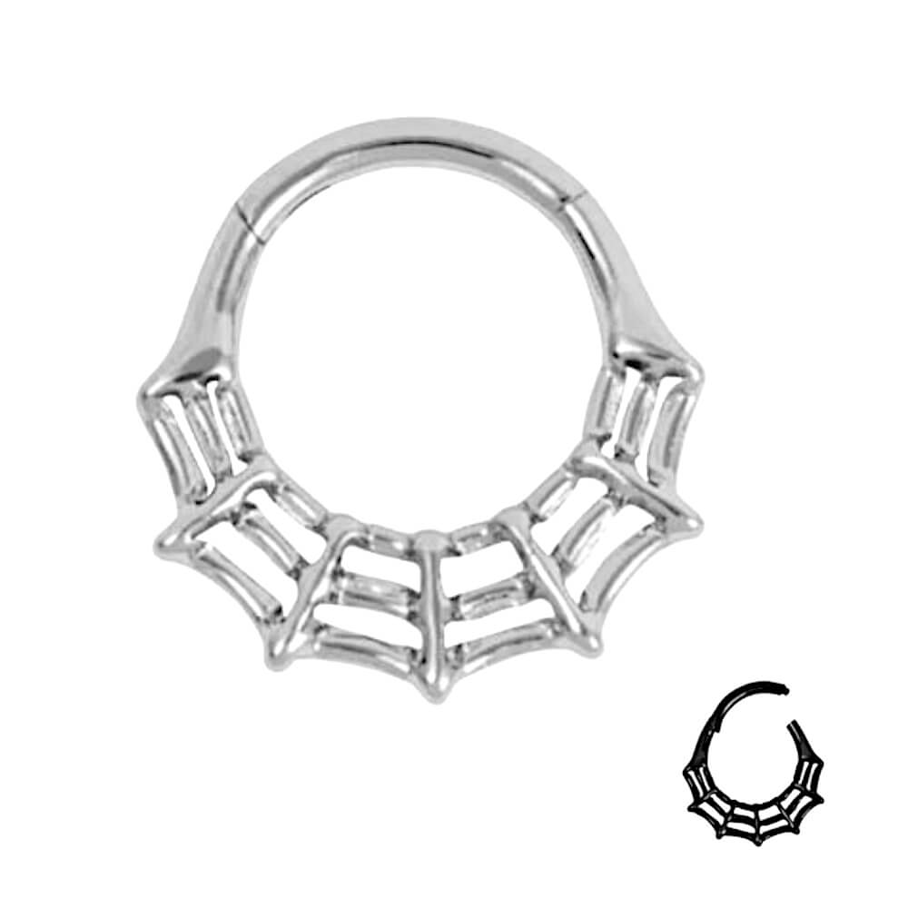Titanium Spiderweb Hinged Clicker Ring