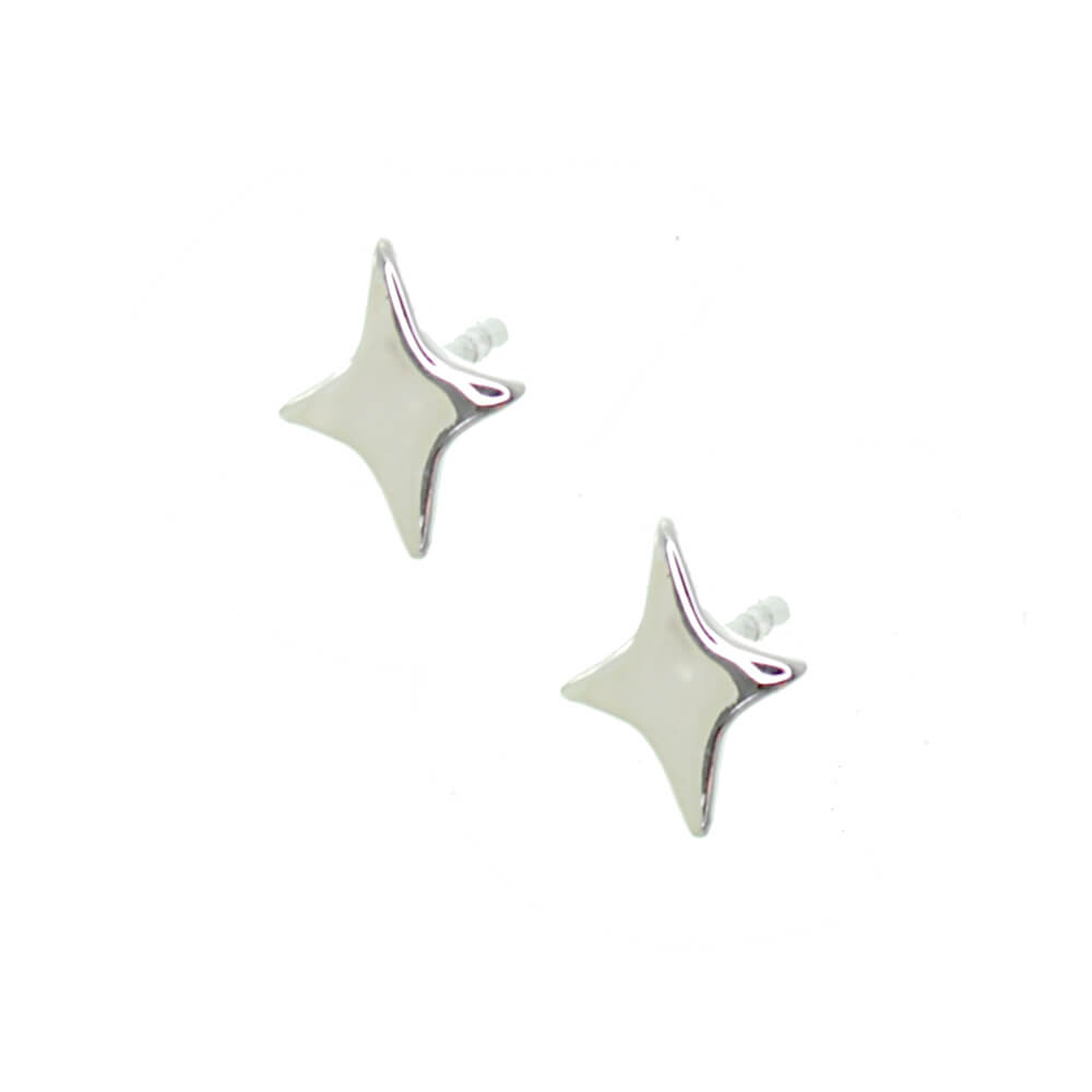 Small Sterling Silver Four Pointed Star Stud Earrings