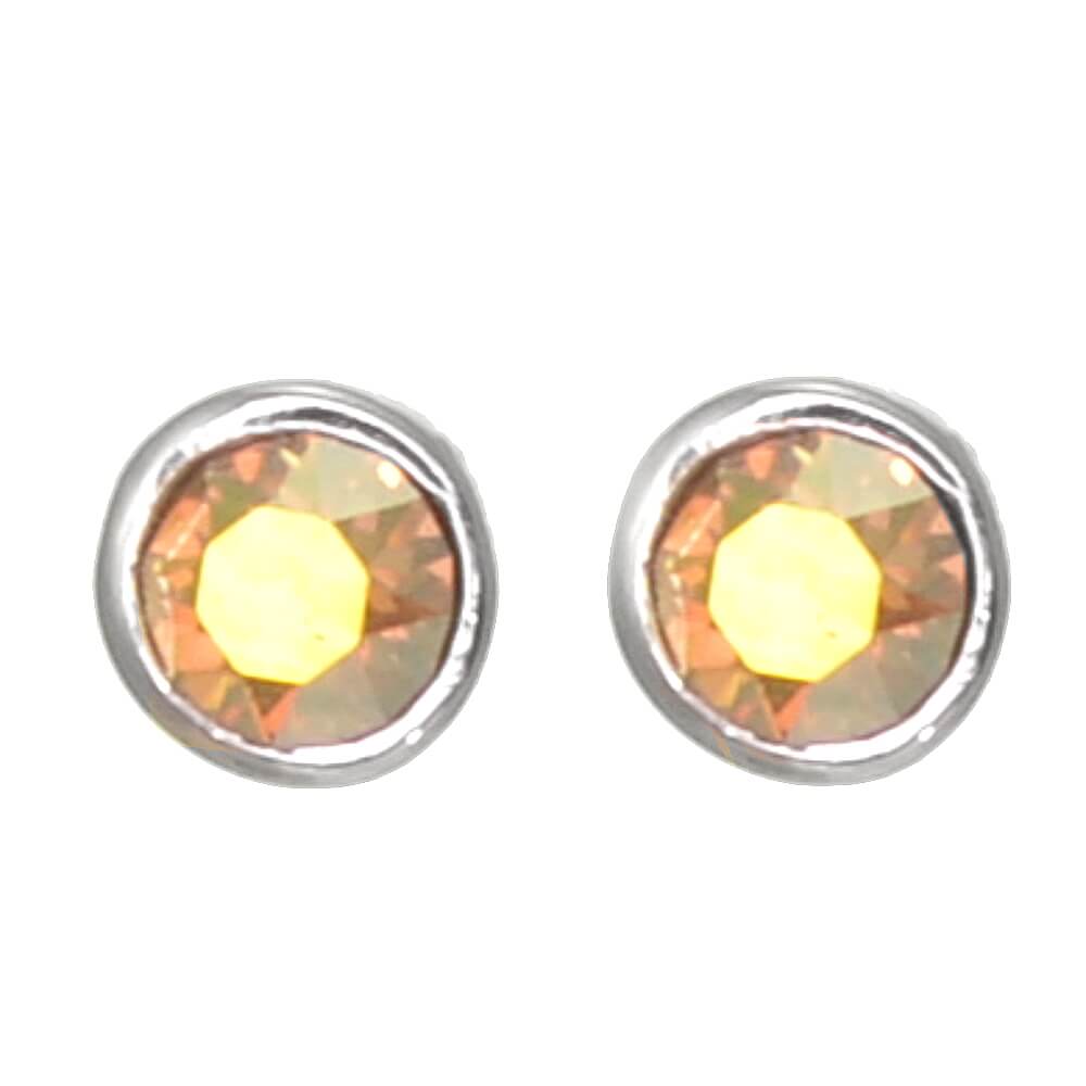 Sterling Silver Jewellery: Metallic Sunshine Yellow Crystal 3.5mm Round Stud Earrings Featuring Swarovski Elements (e32)4