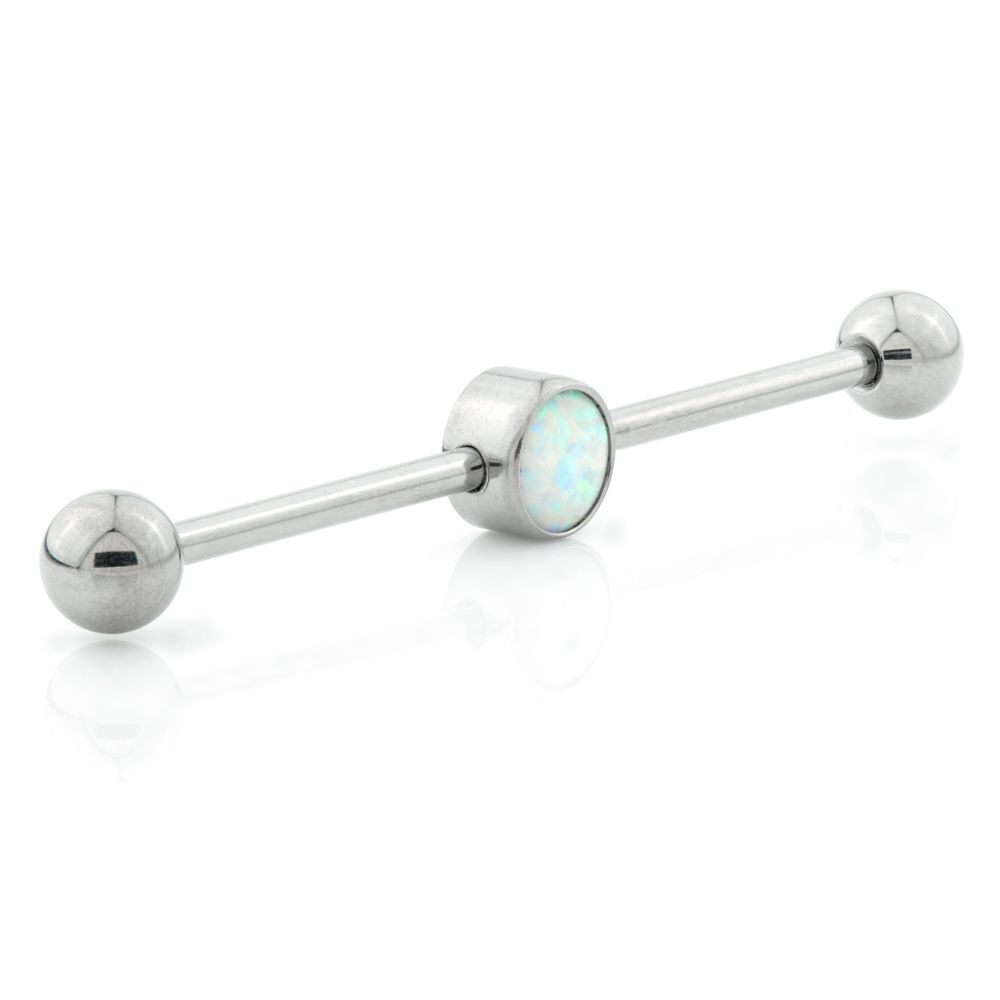 Titanium Industrial Scaffold Bar with Blue or White Opal Disc