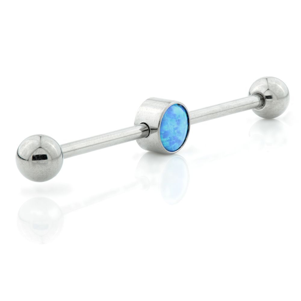 Titanium Industrial Scaffold Bar with Blue or White Opal Disc