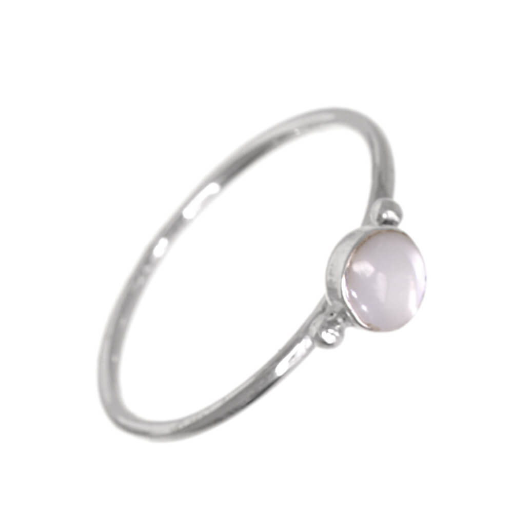 Sterling Silver Jewellery: Simple Stacking Ring with White Mother of Pearl Dot
