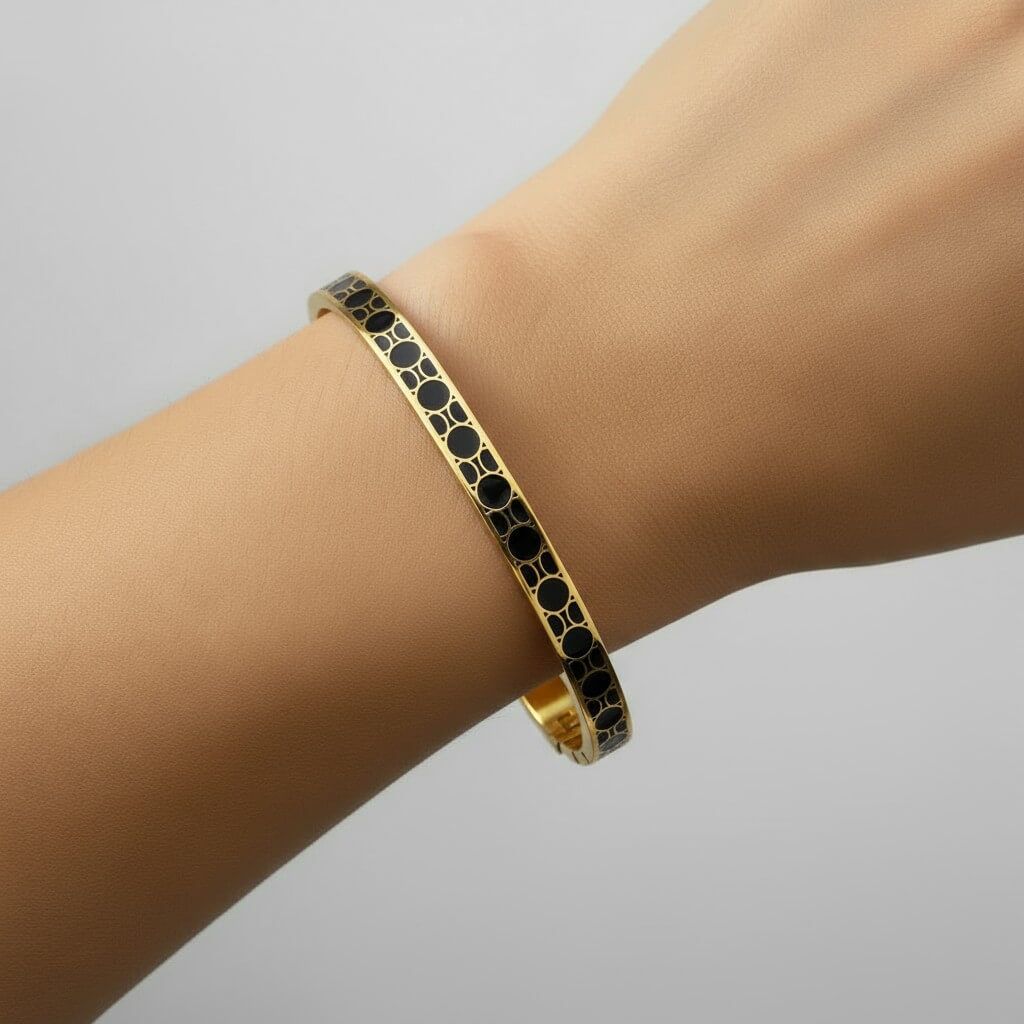 Luxury Enamel Design Stainless Steel Bangles in Gold and silver finish