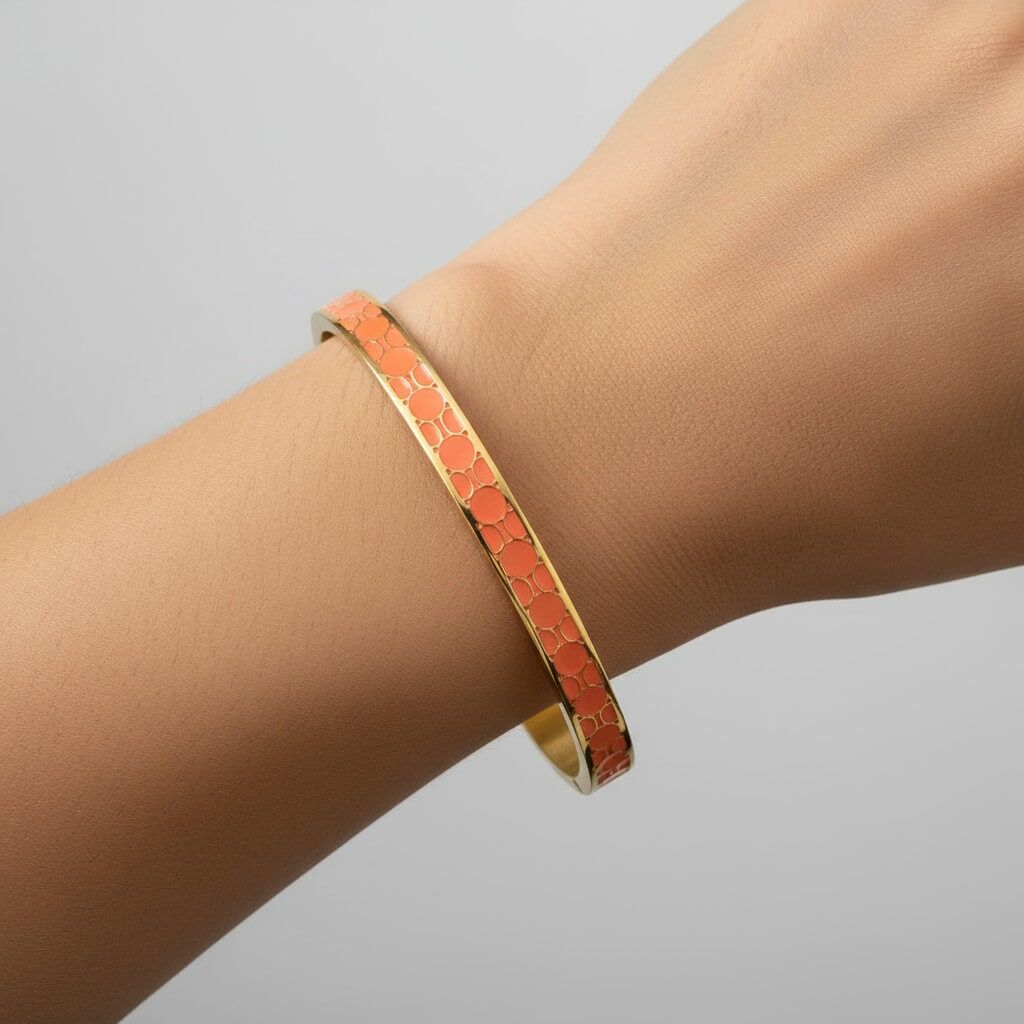 Luxury Enamel Design Stainless Steel Bangles in Gold and silver finish