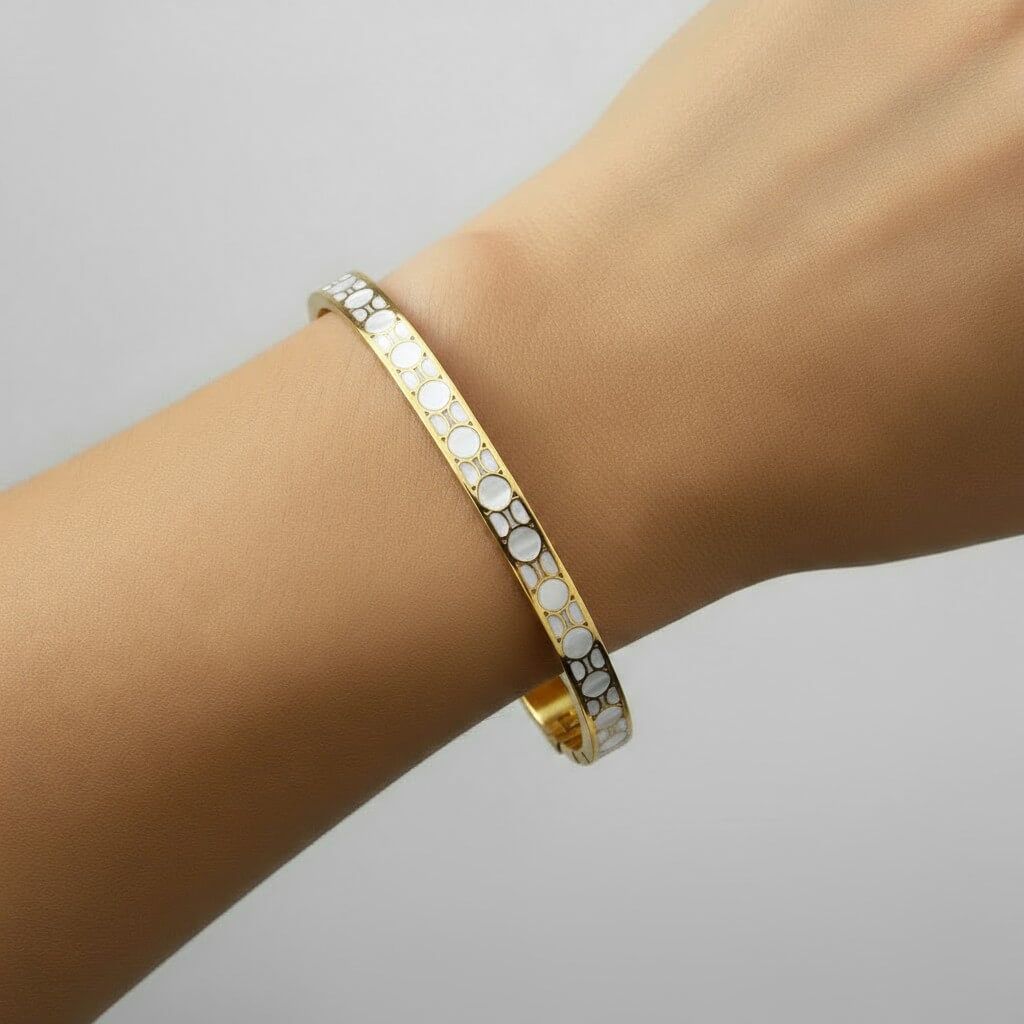Luxury Enamel Design Stainless Steel Bangles in Gold and silver finish