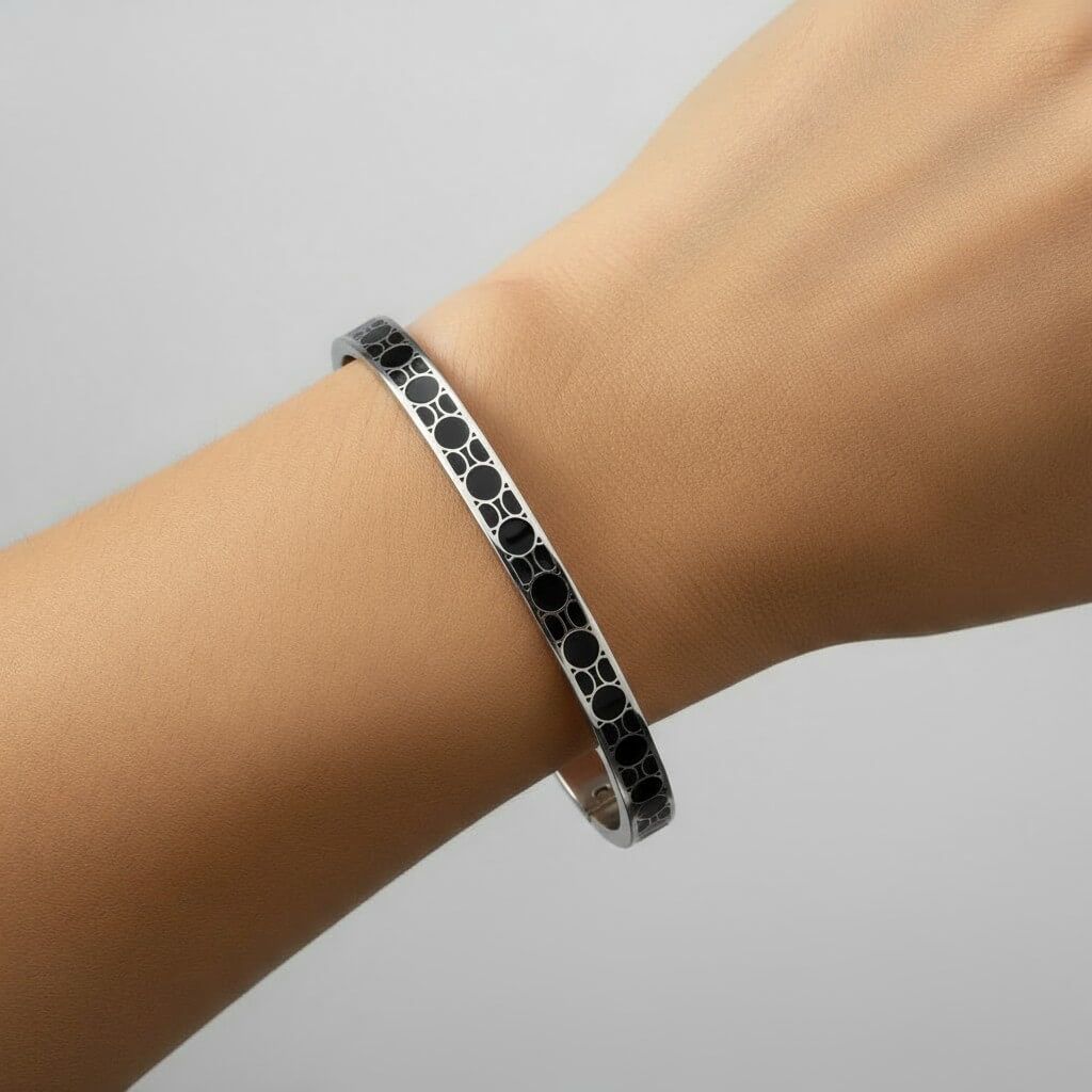 Luxury Enamel Design Stainless Steel Bangles in Gold and silver finish