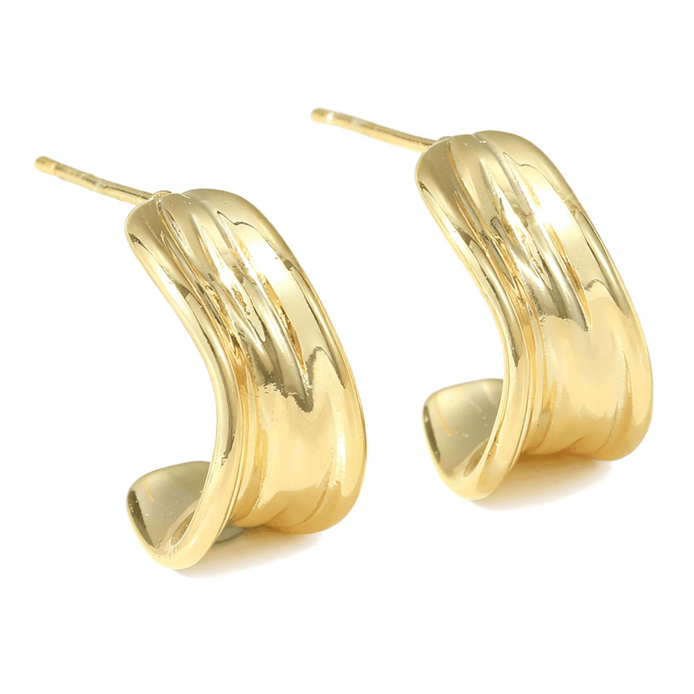 gold tone half hoop with stud fastening