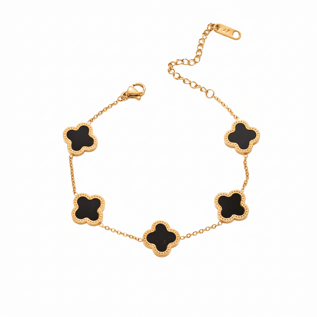 four leaf clover stainless steel bracelet from Rue B york jewellers