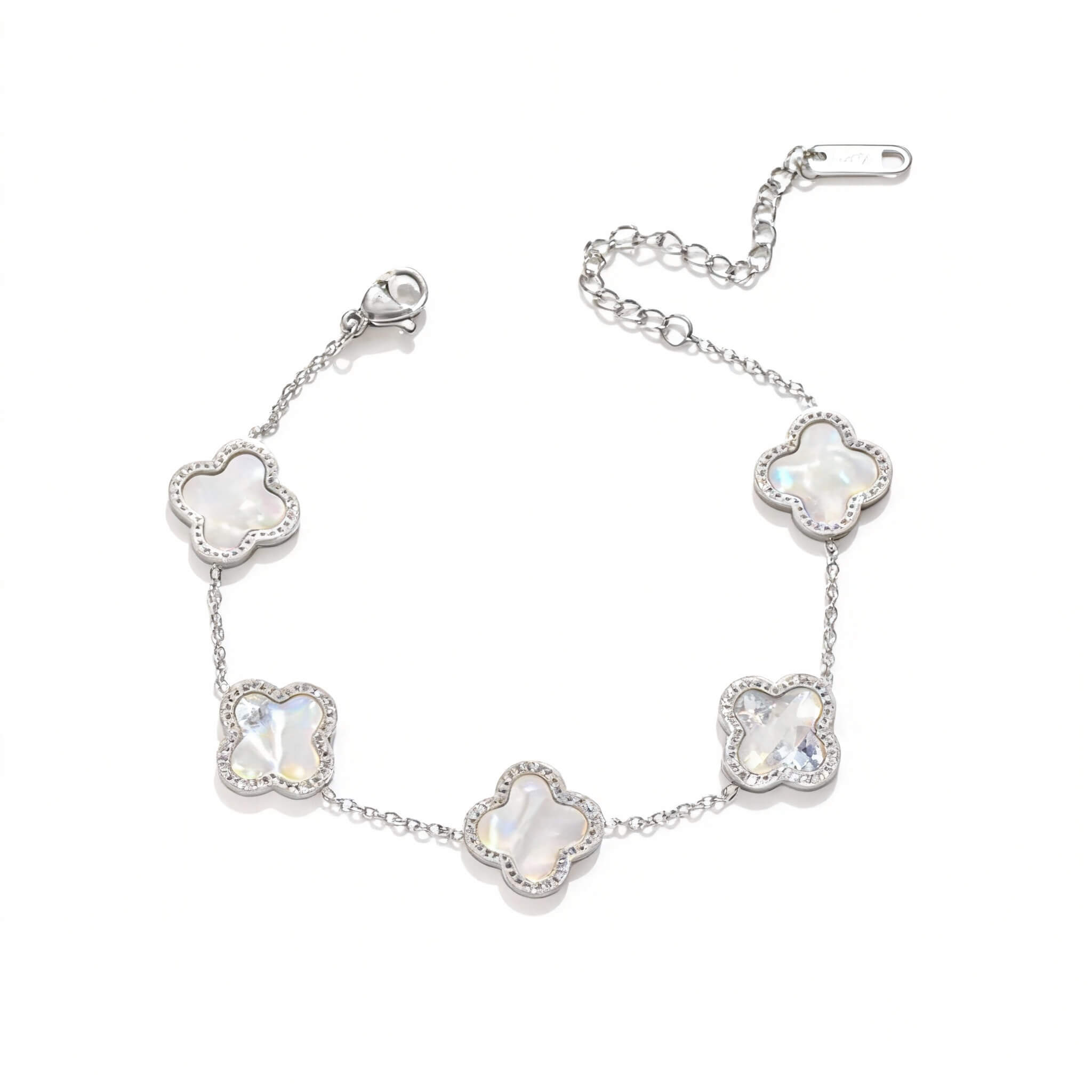 four leaf clover stainless steel bracelet from Rue B york jewellers