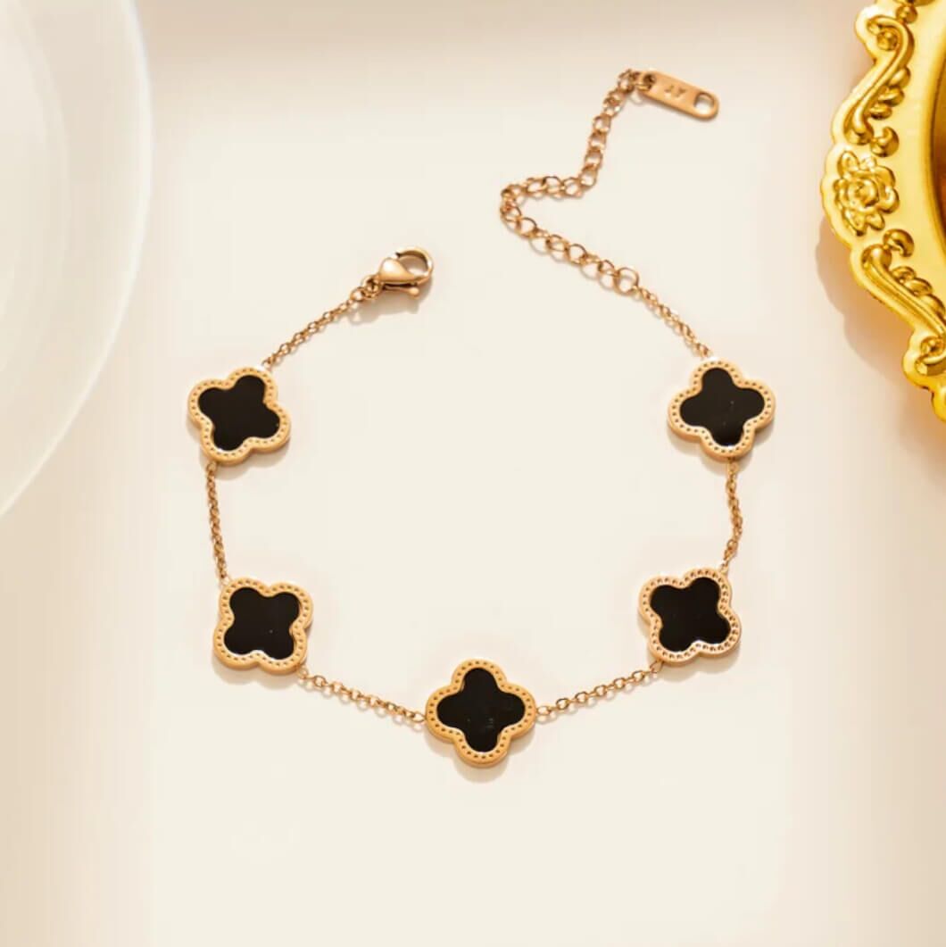 four leaf clover stainless steel bracelet from Rue B york jewellers