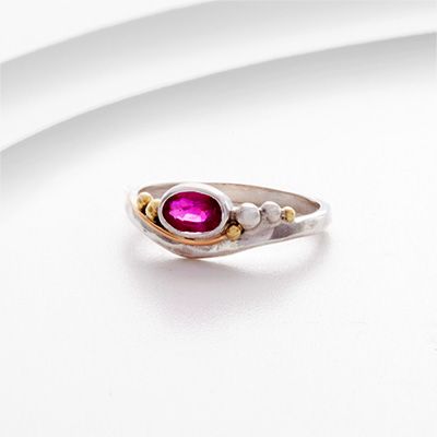 Sterling Silver Ring with Pink Ruby