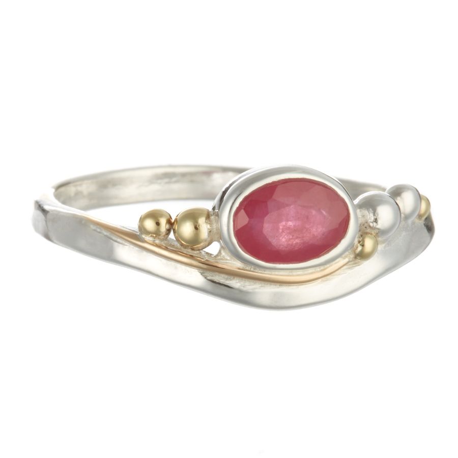 Sterling Silver Ring with Pink Ruby