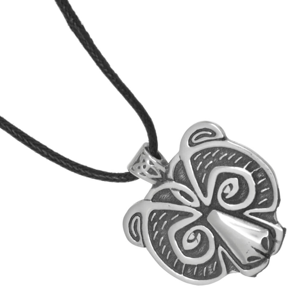 Unisex St Justin Handmade Jewellery: Black Cord with Pewter Viking Bear Amulet (SJ69)