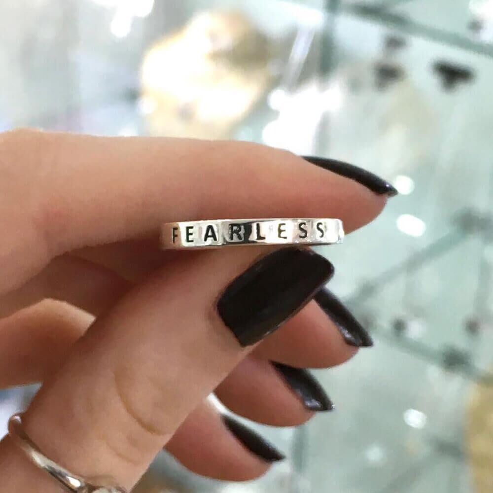 Sterling Silver Jewellery: Affirmations 'Fearless' Simple Band Ring