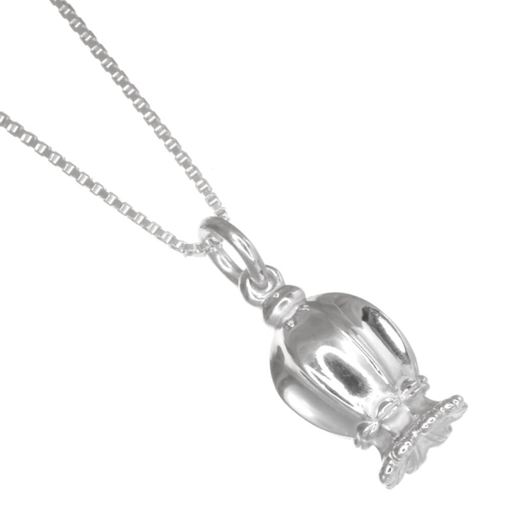 Simple Sterling Silver Jewellery: Small Poppy Seed Pod Pendant (N5)
