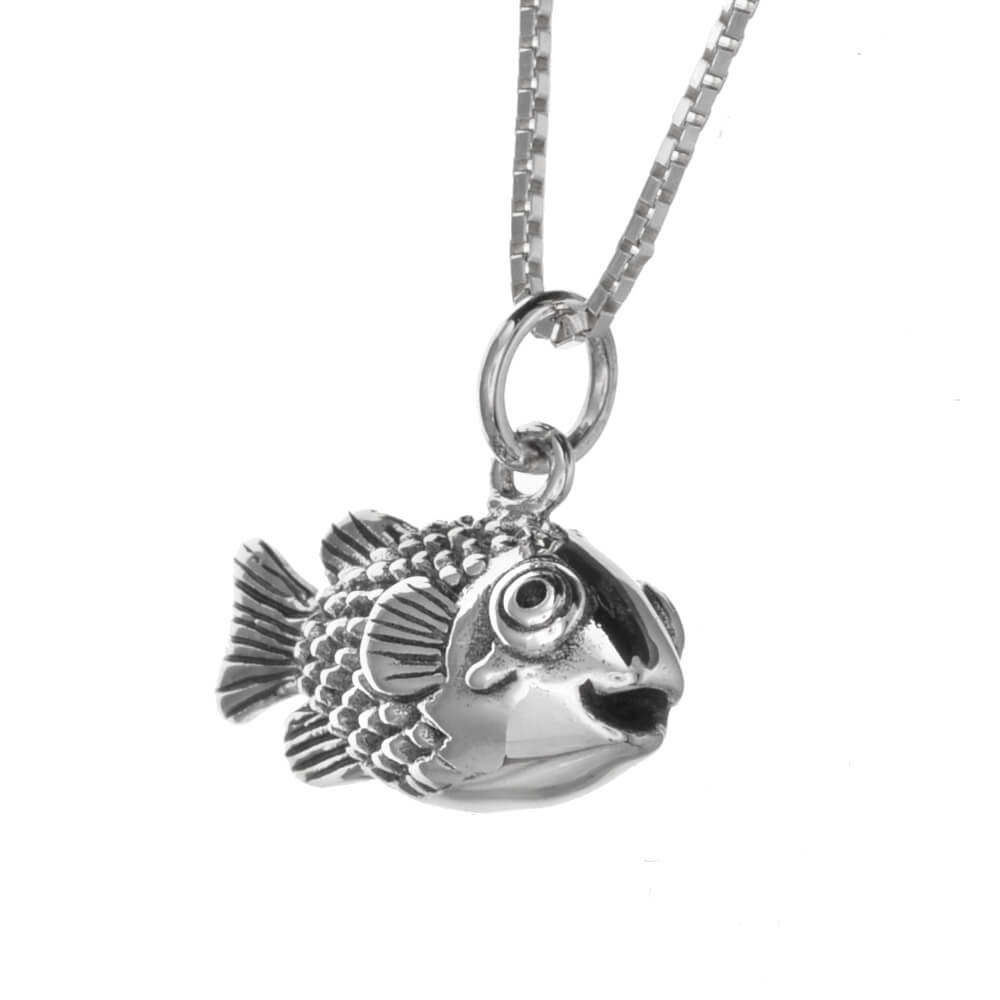 Cute Sterling Silver Puffer Fish Pendant (N359)