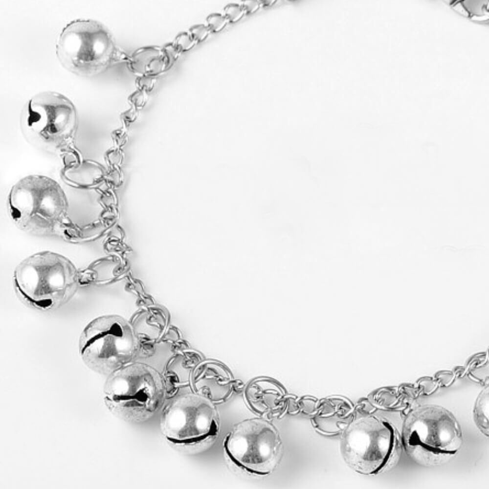 Beautiful Silver Tone Anklet with Chiming Bells (20cm-26cm) (M688)
