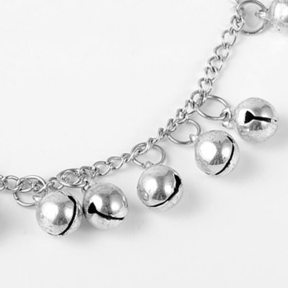 Beautiful Silver Tone Anklet with Chiming Bells (20cm-26cm) (M688)