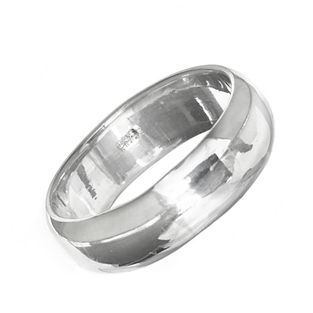 Unisex Jewellery: Sterling Silver Plain 7mm Rounded Band Ring with Shiny Finish (SR232)