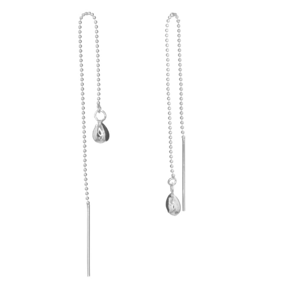 Sterling Silver Threader Chain Earrings with Tiny Droplets