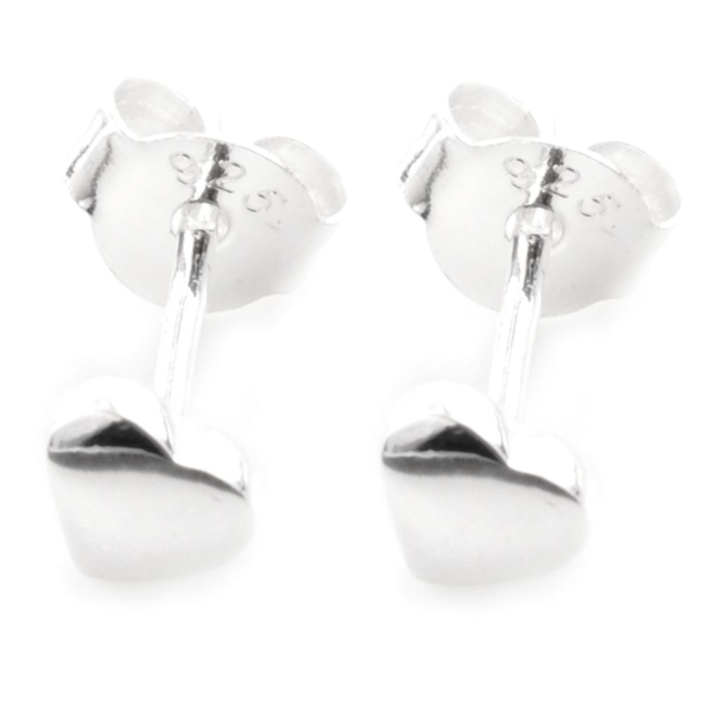Tiny Sterling Silver Heart Stud Earrings