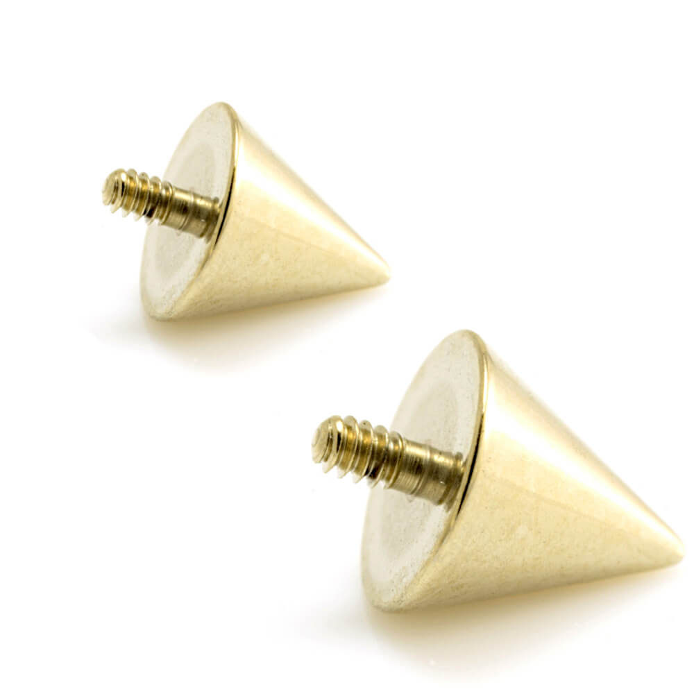 Gold Zircon Titanium INTERNALLY Threaded 1.2/1.6mm Cones (Pack of TWO) (C151)G)