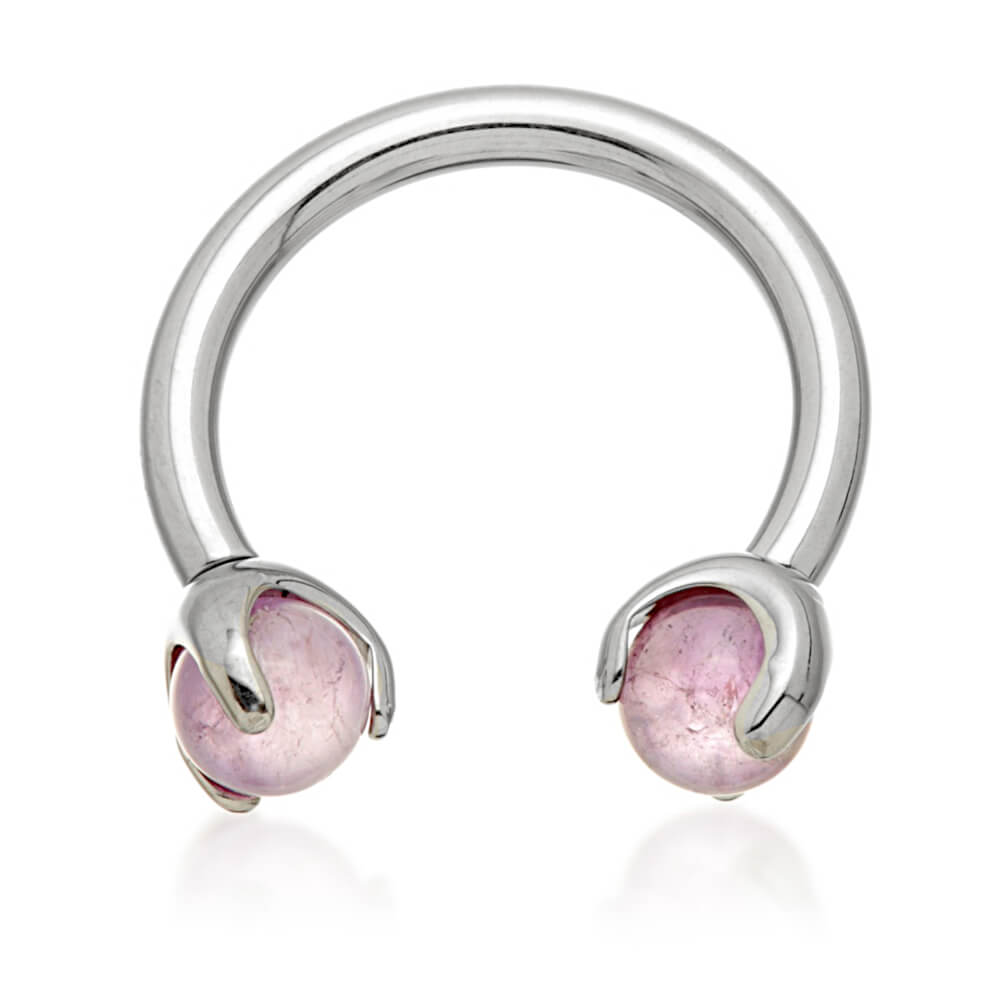 Titanium Internally Threaded Circular Barbells with Amethyst Stones