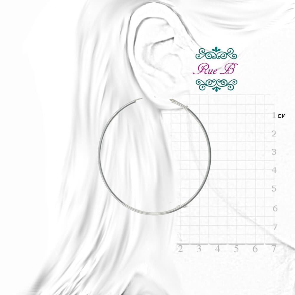 Sterling Silver Jewellery: Large Slender Hooped Earrings (6.5cm)