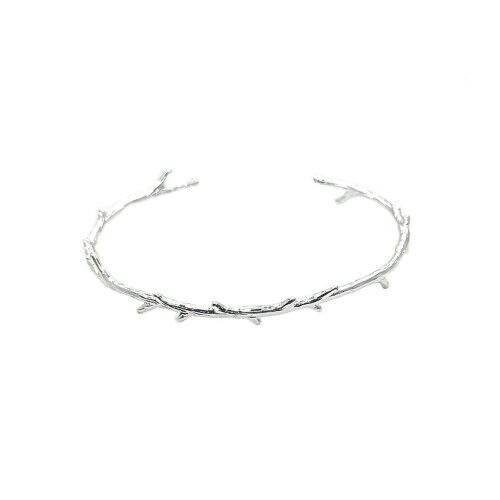 Contemporary Silver Tone Textured Twig Design Open Bangle (M111)S)